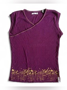 Purple cross v-neck top